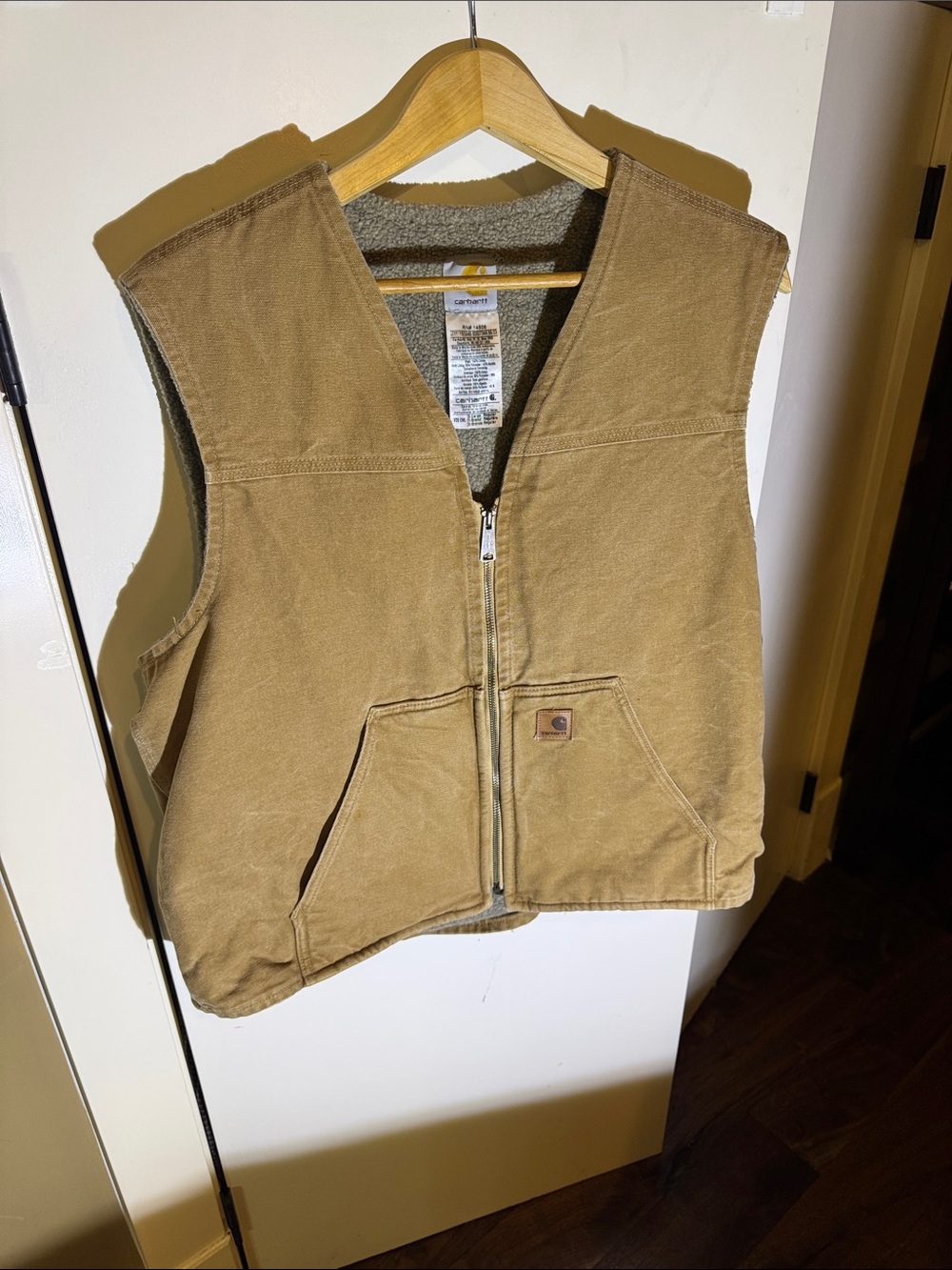 Carhartt Tan Duck Canvas Zip Front Vest